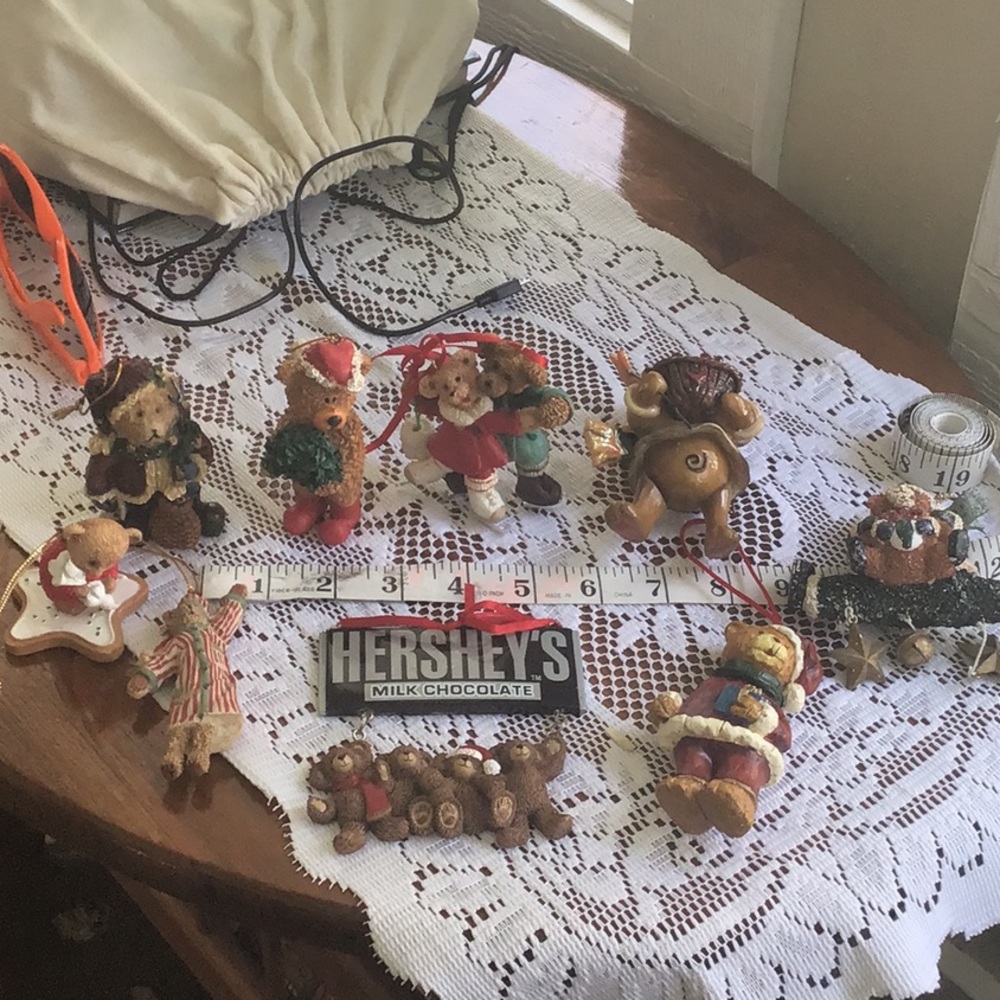 Set of 9 Bear Christmas Tree Ornaments